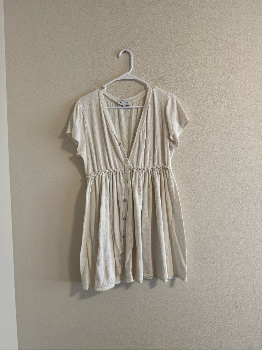 Gilli Cream Ribbed Knit dress